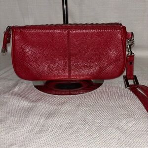 Talbots Elegant Red Pebbled Leather Clutch